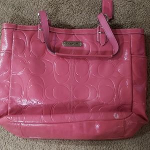Coach Pink Patent Leather tote